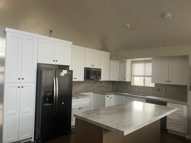 Kitchen cabinet project with decorative hardware